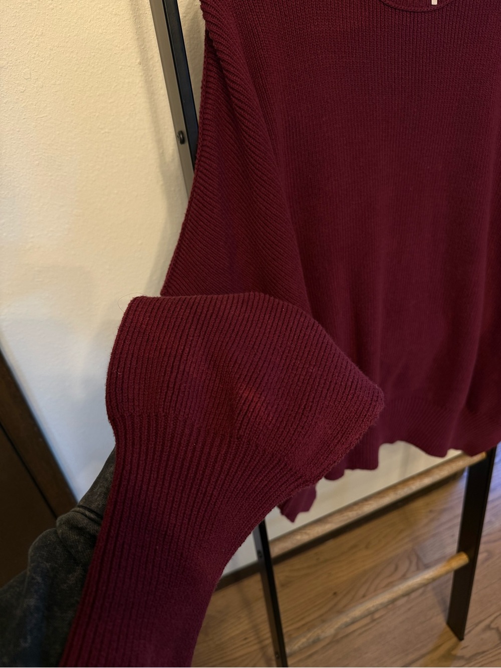 Free People Oversized Crewneck Sweater in Wine - Picture 6 of 6